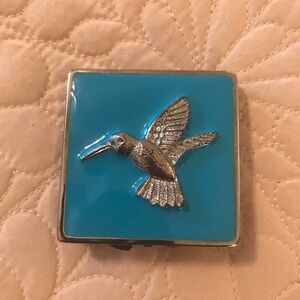 Blue and Silver Hummingbird Compact Mirror